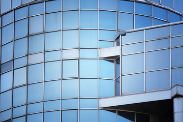 Modern building with glass facade, closeup