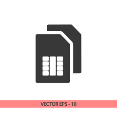 sim card icon, vector illustration. Flat design style