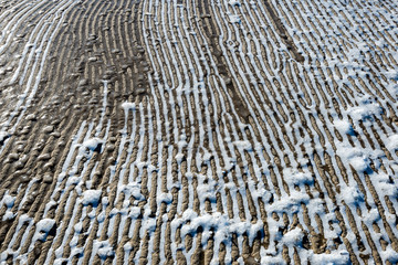 frozen sand with ice blocks