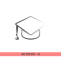 graduation cap  icon, vector illustration. Flat design style