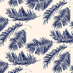 Blue palm leaves pattern
