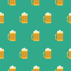 Beer glass seamless vector pattern.