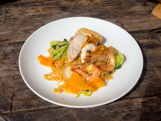 Vietnamese traditional seafood noodles dish