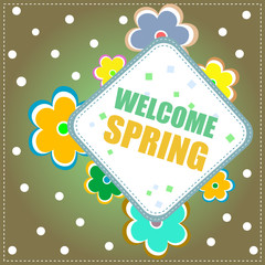 Welcome spring words on holiday card
