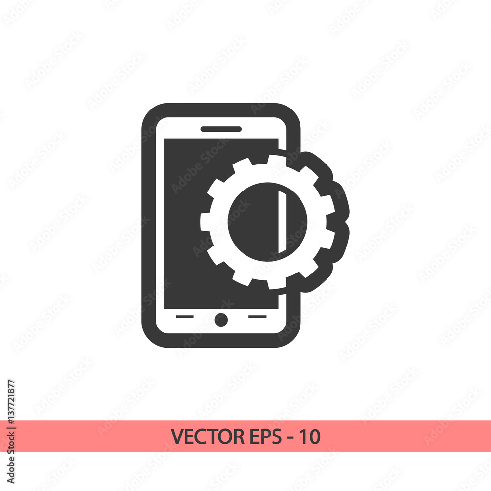Poster setting parameters, mobile smartphone icon, vector illustration. flat design style