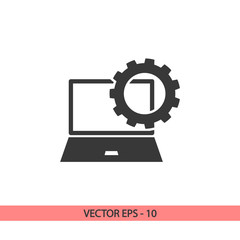 setting parameters, laptop icon, vector illustration. Flat design style