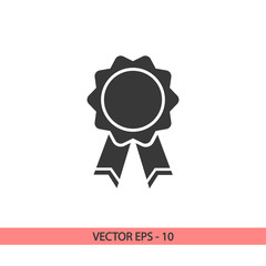 badge with ribbons icon, vector illustration. Flat design style