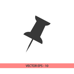push pin icon, vector illustration. Flat design style