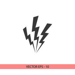 lightning icon, vector illustration. Flat design style