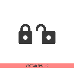 lock icon, vector illustration. Flat design style