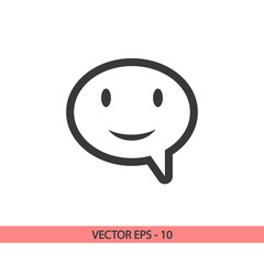 smile talking bubble  icon, vector illustration. Flat design style