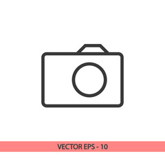 Camera icon; vector illustration. Flat design style