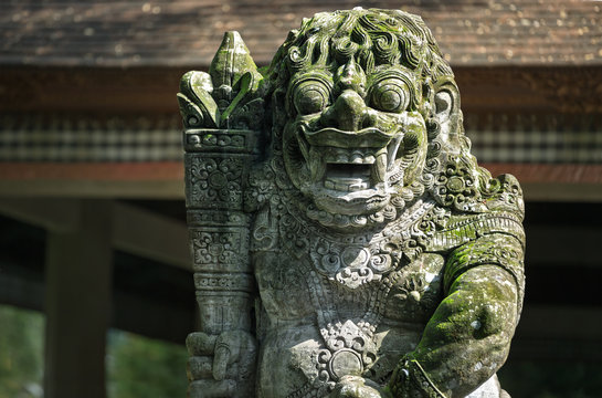 Statues and carvings depicting demons, gods and Balinese mythological