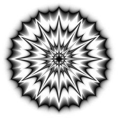 Star with rays white  in space isolated, vector, black and white portal