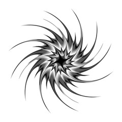 swirling Star with rays white  in space isolated, vector, black and white portal