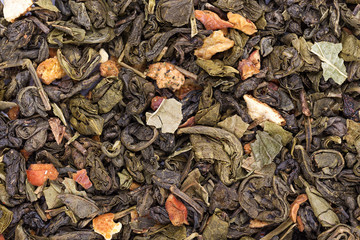 Scatter green tea with fruit