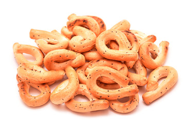 Pretzels with poppy isolated on white