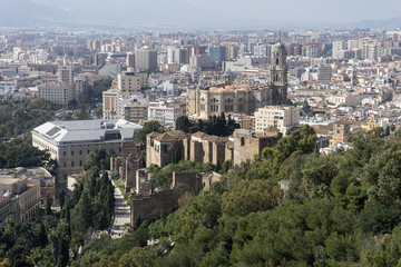 Fototapeta na wymiar Vistas de la ciudad monumental de Málaga, Andalucía