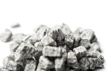 beautiful crushed granite gray on a white background