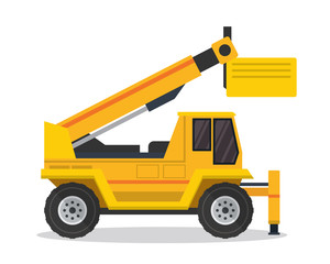 Modern Flat Construction Vehicle Illustration - Crane Truck