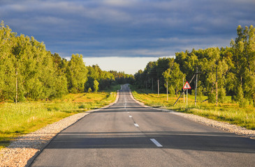 A fragment of the Old Kaluga road between Borovsk and Maloyaroslavets in Russia