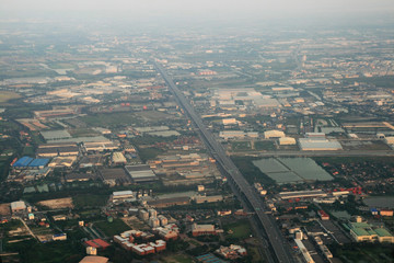 Fototapeta na wymiar aerial Bangkok outskirts