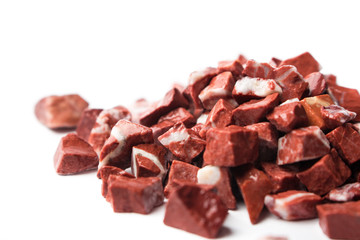 rosso levante, red marble on white background