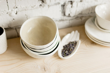 workshop production of ceramic tableware finished products