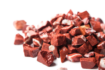 rosso levante, red marble on white background