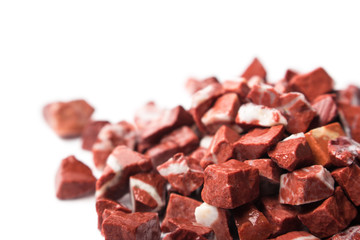 rosso levante, red marble on white background
