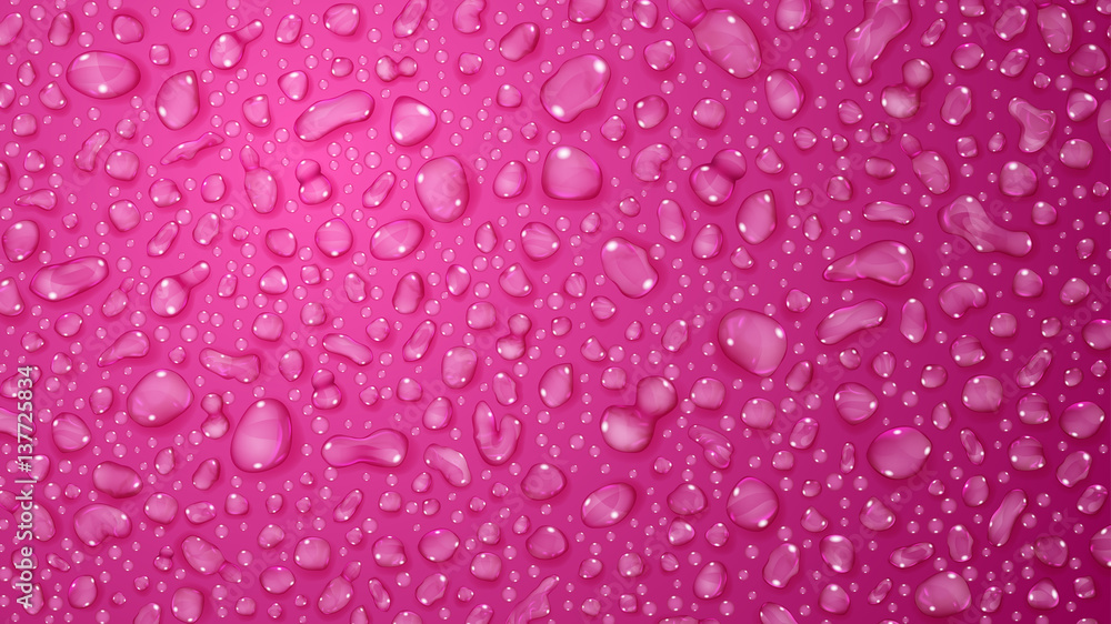 Wall mural pink background of water drops