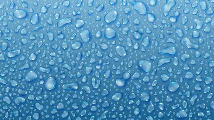 Blue background of water drops