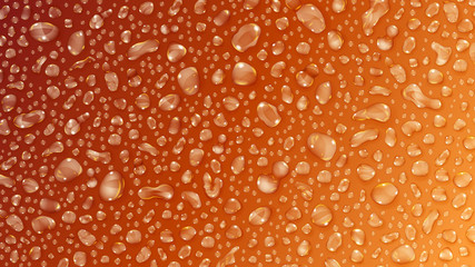 Orange background of water drops