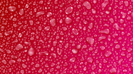 Red background of water drops