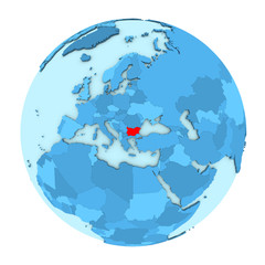 Bulgaria on globe isolated