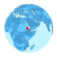 Eritrea on globe isolated
