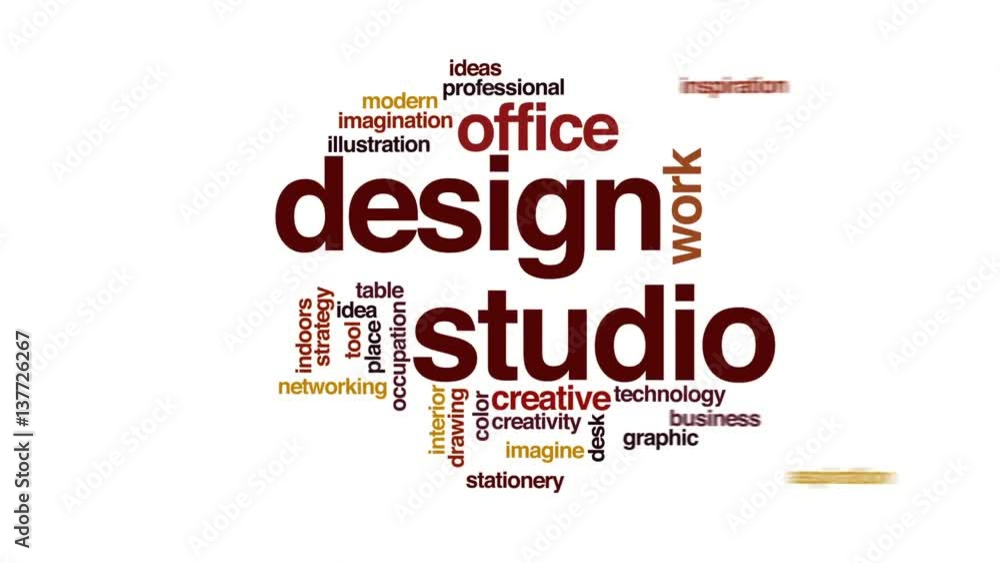 Poster design studio animated word cloud, text design animation.