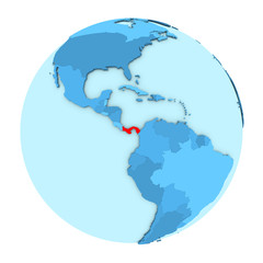 Panama on globe isolated