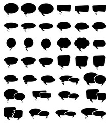 Vector Illustration Of A Set Of Plain Speech Bubble Sihouettes