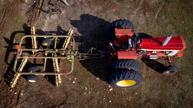 View of a classic old tractor from above