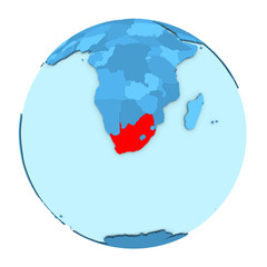 South Africa on globe isolated