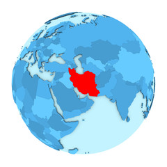 Iran on globe isolated