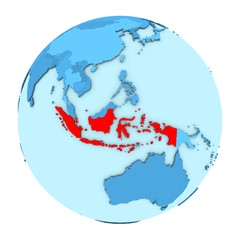 Indonesia on globe isolated