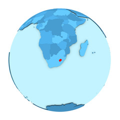 Lesotho on globe isolated
