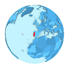 Obraz premium Portugal on globe isolated