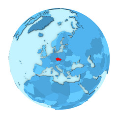 Obraz premium Czech republic on globe isolated