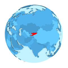 Kyrgyzstan on globe isolated