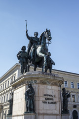Fototapeta na wymiar Reiterdenkmal monument of Ludwig I of Bavaria at Odeonsplatz in Munich, Germany, 2015