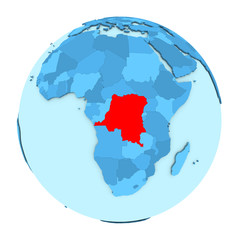 Democratic Republic of Congo on globe isolated