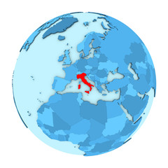 Obraz premium Italy on globe isolated